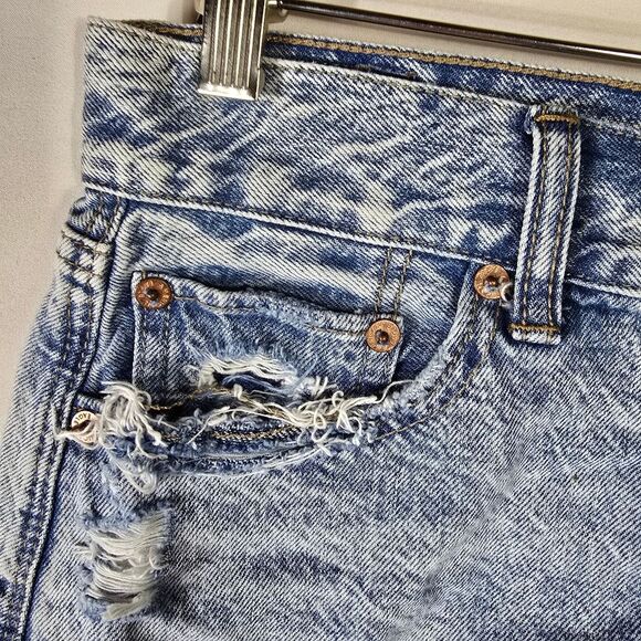American Eagle Outfitters Blue Distressed Jean Shorts - Picture 6 of 8